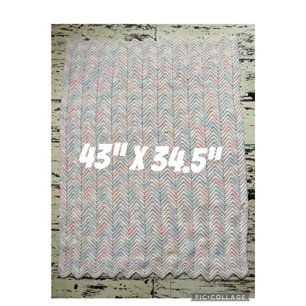 Crochet Quilt Bundle Handmade Pink Red Blue White Multicolored Throw Blankets - Picture 3 of 7
